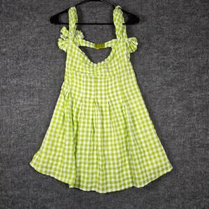 Strangers & Lovers Gingham Babydoll‎ Dress Green Ruffle Strap S